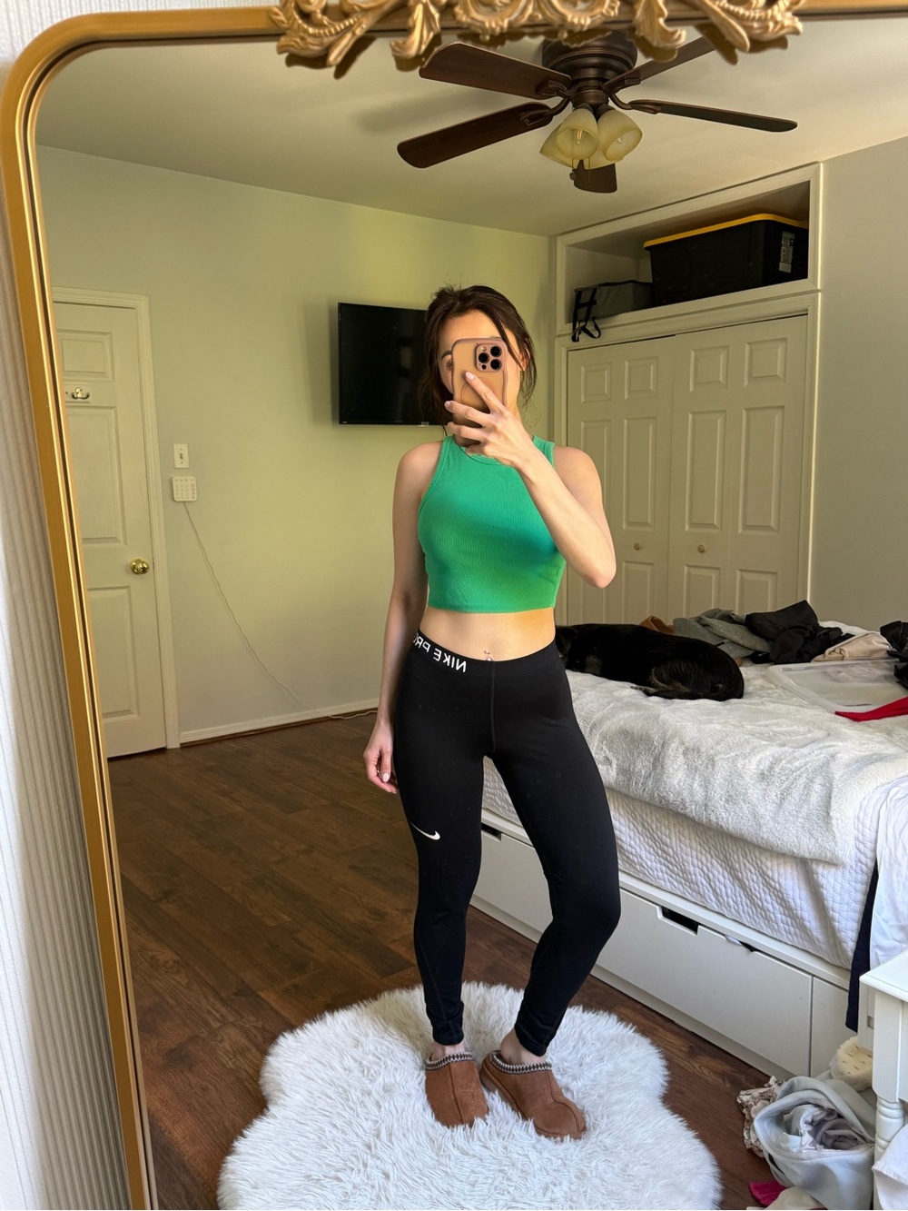 Nike Black Pro Training Leggings with White Swoosh - Picture 4 of 4
